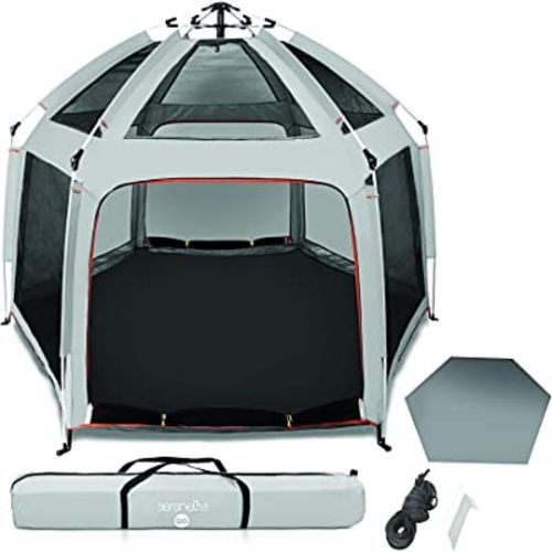 Serenelife ON-The GO Baby and Toddler Pack and Play - Playpen - Play Yard Compact, Portable, Lightweight, Foldable- Indoor and Outdoor, w/Canopy, 5 Panel Mattress