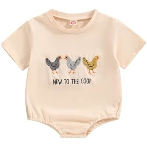 Newborn Baby Boy Girl Summer Clothes Country Farm Short Sleeve Western Romper Bodysuit Oversized Animal Outfits