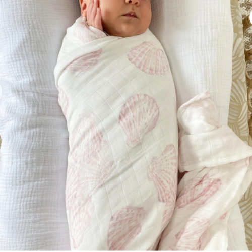 Organic Bamboo Cotton Swaddle (Sea Shells)