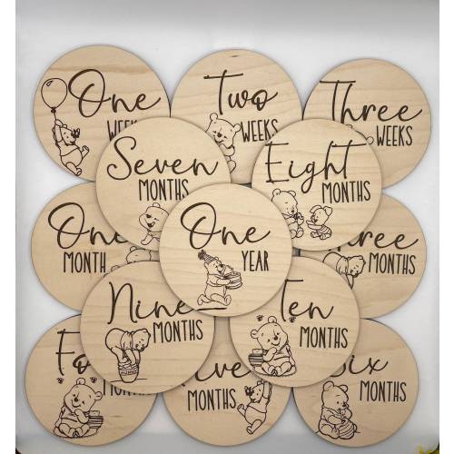 Winnie the Pooh Milestone SVG  | Baby milestone | Digital Cut File | Glowforge | SVG File | Laser Cutting