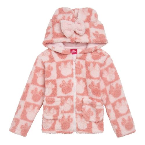 Disney Mickey Mouse Newborn Baby Boys Cozy Faux Sherling Zip Up Cosplay Hoodie Cream White 6-9 Months