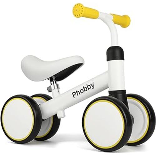 Baby Balance Bike for 1 2 3 Years Old Boys Girls, 4 Wheels Toddler Bike with Adjustable Seat, 12-36 Months Kids First Birthday Toy Gift