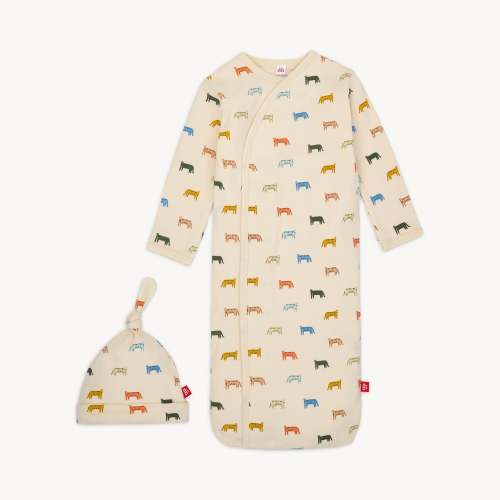 le tigre organic cotton magnetic cozy sleeper gown + hat set – Magnetic Me