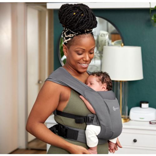 Ergobaby Embrace Cozy Newborn Essentials Baby Carrier Wrap (7-25 Pounds), Soft Air Mesh, Washed Black