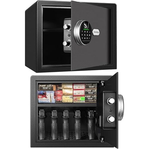 Biometric Home Safe, Fingerprint Gun Safe Lock Box,Money Box for Jewelry Handgun Cash Valuables,Perfect for Home/Office/Hotel, Black,1.2 Cubic Feet