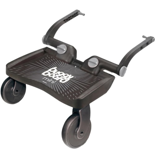 BuggyBoard Mini Universal Stroller Board, Fits 90% of Strollers Including UPPAbaby, Baby Jogger, Bugaboo, Stroller Attachment for Toddler to Ride & Stand, Max Weight 66 lbs, Black