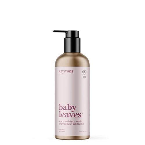 ATTITUDE 2-in-1 Shampoo and Body Wash for Baby, EWG Verified, Dermatologically Tested, Made with Naturally Derived Ingredients, Vegan, Unscented, Reusable Aluminum Bottle, 16 Fl Oz