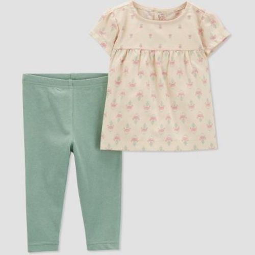 Carter's Just One You® Baby Girls' Ruffle Top & Bottom Set - Green 6m