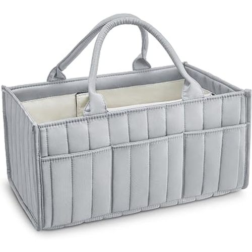 Starry Sky Grey Diaper Caddy Organizer with Handles & Removable Dividers,Stylish Baby Diaper Caddy Organizer,Diaper Bag,Car Diaper Caddy,Stylish Diaper Organizer Basket & Tote for Easy Storage