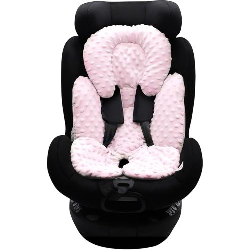 KAKIBLIN Infant Car Seat Insert, Head & Body Support, Carseat Insert Support for Newborn, 2-in-1 Reversible Baby Car Seat Cushion, Soft Stroller Cushion Insert, Bouncer, Strollers, Swing(Pink)