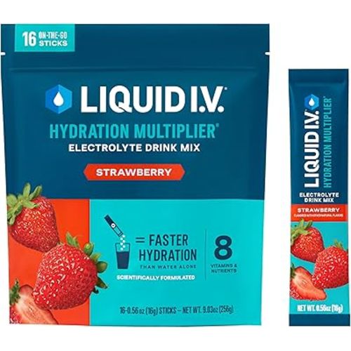 Liquid I.V.® Hydration Multiplier - Strawberry | Electrolyte Powder Drink Mix | 1 Pack (16 Servings)