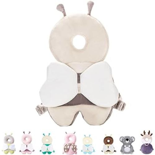 Baby Head Protector Backpack Pillow for Falling Crawling and Walking Toddler Essentials Infant Toys Helmets Baby Lover Gifts for 0.5-3 Years 6-12 Months (Beige_Bee)