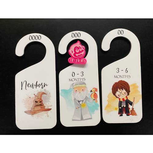 Wardrobe Clothes Dividers Acrylic Newborn to size 2 Harry Wizard Witch Baby Shower Gift.