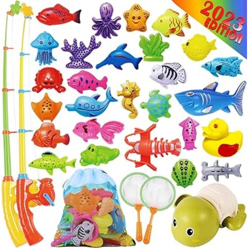 Fishing Water Pool Toys for Kids - Magnetic Fishing Game, Fishing Game, Pretend Play, Learning Resources, Kiddie Party Toy, Sea Animal Toys, Toddler Bath Toys, Bath Toys for Toddlers 3+, 4-6