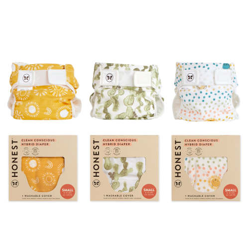 Honest® - Cotton Muslin Hybrid Reusable Cloth Diaper Cover - Set of 3, Small - 8-15 lbs