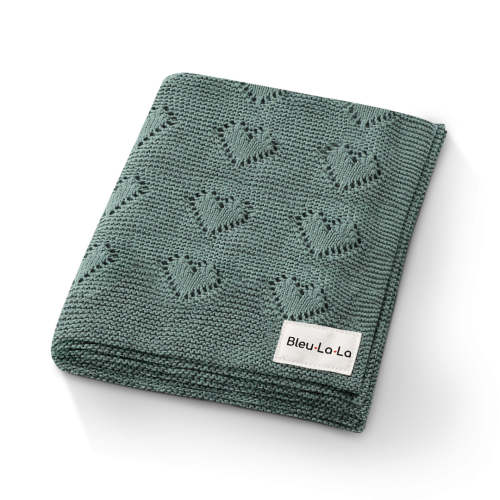100% Cotton Luxury Knit Heart Swaddle Baby Blanket