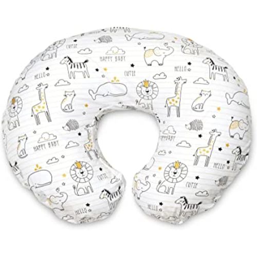 Boppy Nursing Pillow and Positioner - Original, Notebook Black and White with Gold Animals, Breastfeeding, Bottle Feeding, Baby Support, with Removable Cotton Blend Cover, Awake-Time Support