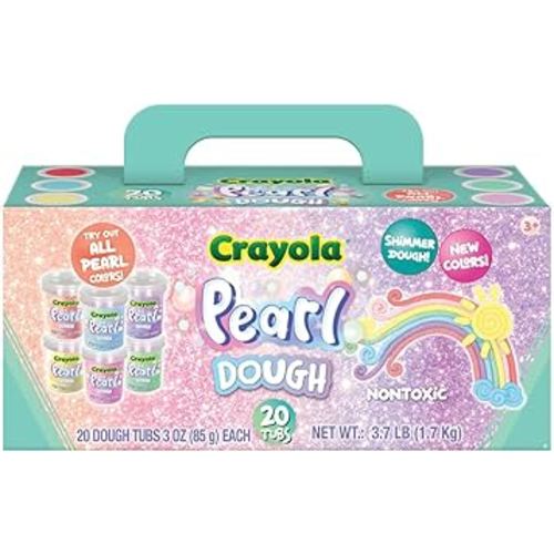 Crayola Dough - Pastel Play Dough with Pearl Special Effects | 20 Tubs of 3oz Pearlized Sparkle Dough in 6 Pastel Colors | Non Toxic Playdough for Home, Party Favors, Preschool and Classroom Supplies