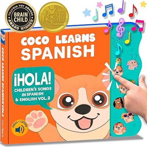 Coco Learns Spanish Vol. 2, Spanish Toys For Toddlers 1-3, Spanish Baby Books, Bilingual Children’s Book, Baby Books 0-6 Months In Spanish, Libros En Español Para Niños, Baby Musical Toys 6-12 Months