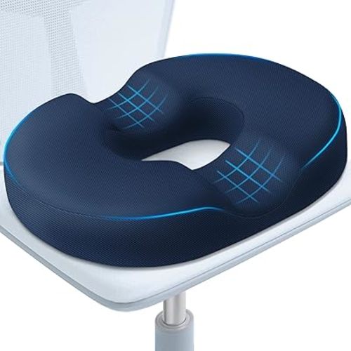 BlissTrends Donut Pillow Seat Cushion, Donut Chair Cushions for Postpartum Pregnancy & Hemorrhoids, Tailbone Pain Relief Cushion, Memory Foam Seat Cushions for Office & Home Chairs (Blue, X-Large)
