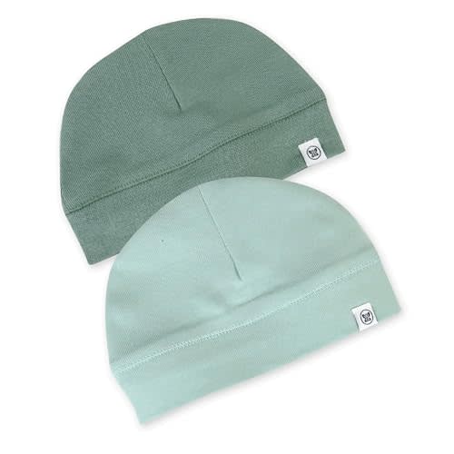 HonestBaby 2 Pack Newborn Hats, 100% Organic Cotton, Sage
