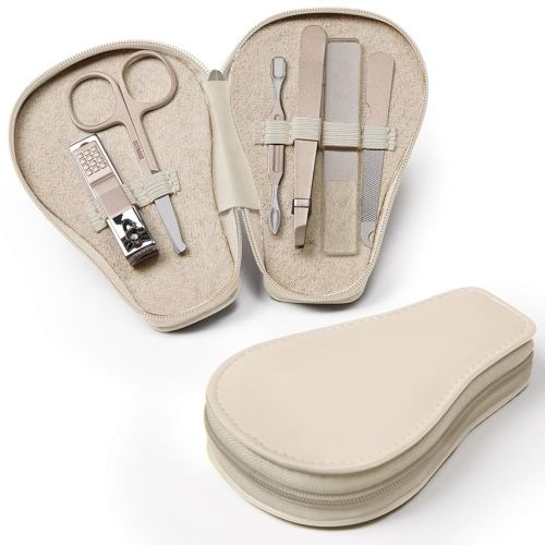 haakaa Baby Nail Clippers, 6-in-1 Baby Nail Care Kit with PU Storage Case, Nail Scissor, Cuticle Pusher, 2 Nail Files, Nail Clipper & Tweezer, Baby Manicure set for Babies, White