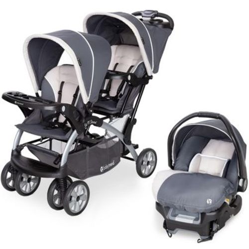 Baby Trend Infant and Toddler Double Stroller & Car Seat Combo, 2 Pc Set, Magnolia - Portable and Lightweight Stroller Duo and Car Seat Travel System
