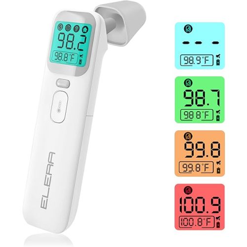 ELERA Baby Thermometer - Ear Thermometer for Kids, Infants, and Adults, Digital Precision with Quick 1-Second Measurement, 4-in-1 Non-Contact Design with Memory Function
