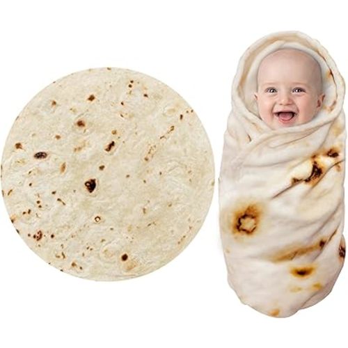 Jorbest Burritos Tortilla Wrap Blanket Adult Kids and Baby Size Birthday Gifts, Double Sided Food Throw Blanket Funny Gifts for Women Men Teen, 285 GSM Soft Flannel Taco Blanket (Beige, 47 inches)