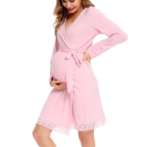 SWOMOG Women's Maternity Nursing Robe Pregnancy Breastfeeding Bathrobes 3 in 1 Labor Delivery Nightgowns