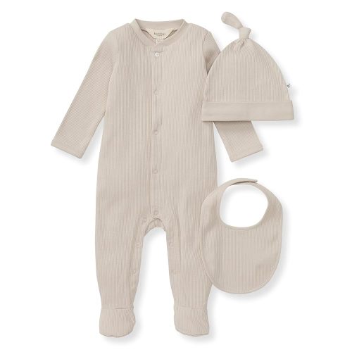 Burt's Bees Baby Unisex Baby Jumpsuit Set, 100% Organic Cotton 3-Piece Gift Outfit Coverall with Matching Hat and Bib