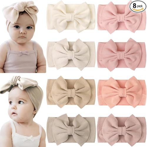 Stretchy Soft Knot Baby Girl Headbands with Hair Bows Nylon Head Wrap