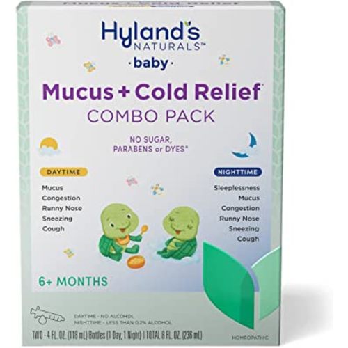 Infant And Baby Cold Medicine, Hyland's Naturals Baby Mucus + Cold Relief, Day & Night Value Pack, Decongestant And Cough Relief, 8 Fl Oz