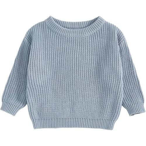 fhutpw Baby Boy Girl Pullover Sweater 3 6 12 18 Months Knit Clothes Unisex Toddler 2T 3T 4T Fall Winter Warm Long Sleeve Tops