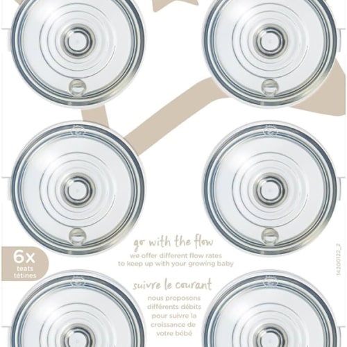 Tommee Tippee Natural Start Baby Bottle Nipples, Breast-Like for A Natural Latch, Anti-Colic Valve, Soft Silicone, Medium Flow, 3+ Months, Pack of 6