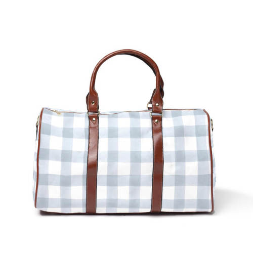 Dusty Blue Gingham Overnight Bag
