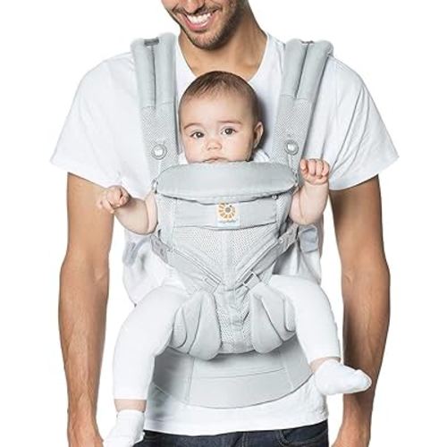 Ergobaby Omni 360 All-Position Baby Carrier for Newborn to Toddler with Lumbar Support & Cool Air Mesh (7-45 Lb), Pearl Grey
