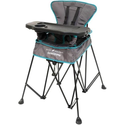 Baby Delight Go with Me Uplift Deluxe Portable High Chair, Indoor and Outdoor,Slate Grey