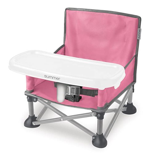 Summer Pop ‘N Sit Portable Booster Chair, Pink & Gray