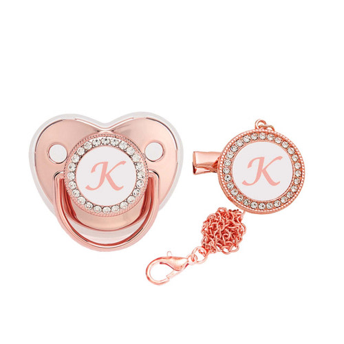 Odeerbi Pacifier 26 Letter Name Initials Clip Silicone Golden Shiny Z