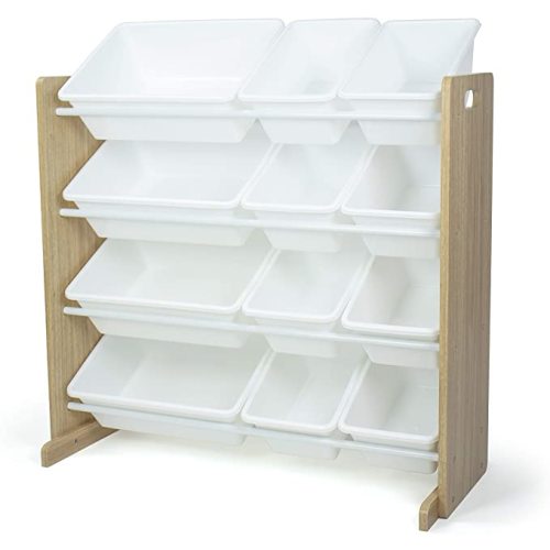 Humble Crew, Natural Wood/White Kids Toy Organizer with 12 Storage Bins