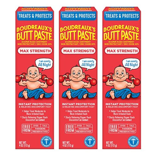 Boudreaux's Butt Paste Maximum Strength Diaper Rash Ointment, 4 Ounce , 3 Count (Pack of 1) - 4 Ounce (Pack of 3)