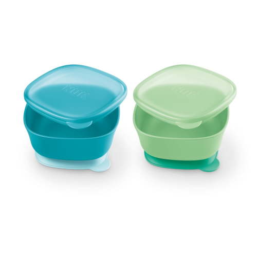NUK Suction Bowl and Lid 2 Pack for Babies 6+ Months Assorted Colors