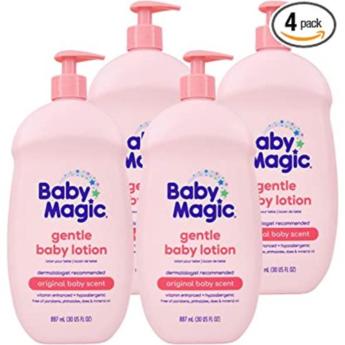 Amazon.com: Baby Magic Gentle Baby Lotion | 30 Fl Oz (Pack of 4) | Vitamins & Aloe | Free of Parabens, Phthalates, Sulfates and Dyes : Baby