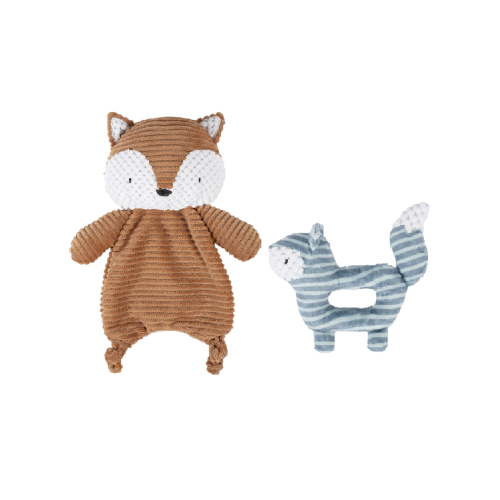 Modern Moments by Gerber Infant Unisex Plush Velvoa Lovie & Rattle Toys, 2-Piece Set