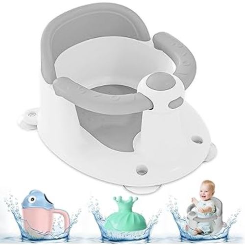 Baby Bath Seat for Babies 6 Months & Up, Bath Seats for Babies Sitting Up, Open Design Bathtub Seat for Baby 6-12 Months, Free Cup and Brush, Non-Slip, Compact Toddler Bath Seat