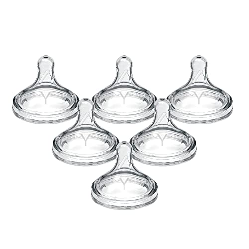 Dr. Brown's Natural Flow Y-Cut Wide-Neck Baby Bottle Silicone Nipple, Ideal for Thicker Liquids, 9m+, 100% Silicone Bottle Nipple, 6 Count(Pack of 1)
