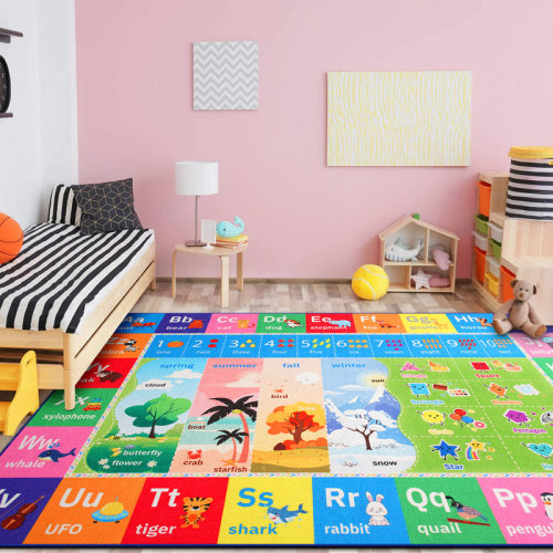 Charlton Home® Fillender Kids Rugs Alphabet Seasons Educational Carpet Play Rug For Playroom Mat Alphabet Area Rug & Reviews | Wayfair