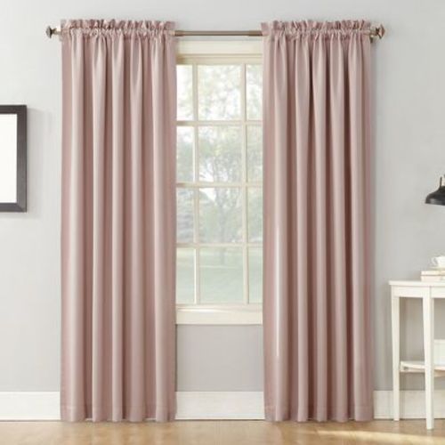 54"x63" Sun Zero Room Darkening Seymour Rod Pocket Curtain Panel Blush: Energy Efficient, Noise Reduction, Thermal Insulated