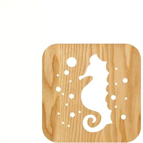 Seahorse Wooden Night Light, Table Lamp Wooden Night Light, Seahorse 3D Hollow USB Creative Decoration LED Table, LED Desk Table Lamp Decorative Lighting Gift